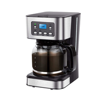 Cafetière Électrique Compacte Premium à Goutte Automatique, 15 Bars, Double Chaudière, Fonction Maintien au Chaud, Minuteur 24 Heures, Capacité 6-10 Tasses, Noir/Argent, Pour la Maison