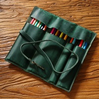 Étui à crayons en cuir véritable, sacs de rangement pour lunettes, pochette à bijoux en cuir véritable Crazy Horse