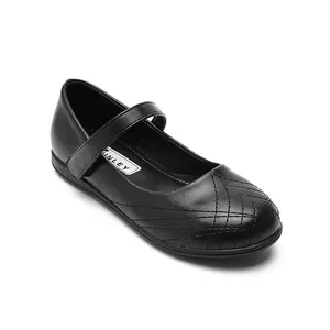 Zapatos de piel sintética personalizados para niños, Mary Jane, negros, para la escuela