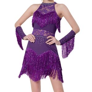 Robe <span class=keywords><strong>de</strong></span> danse pour femmes Rhinestone Sequin Fringe Flapper Party Dress Latin <span class=keywords><strong>Salsa</strong></span> Ballroom Dancing Outfits - Product Image 4