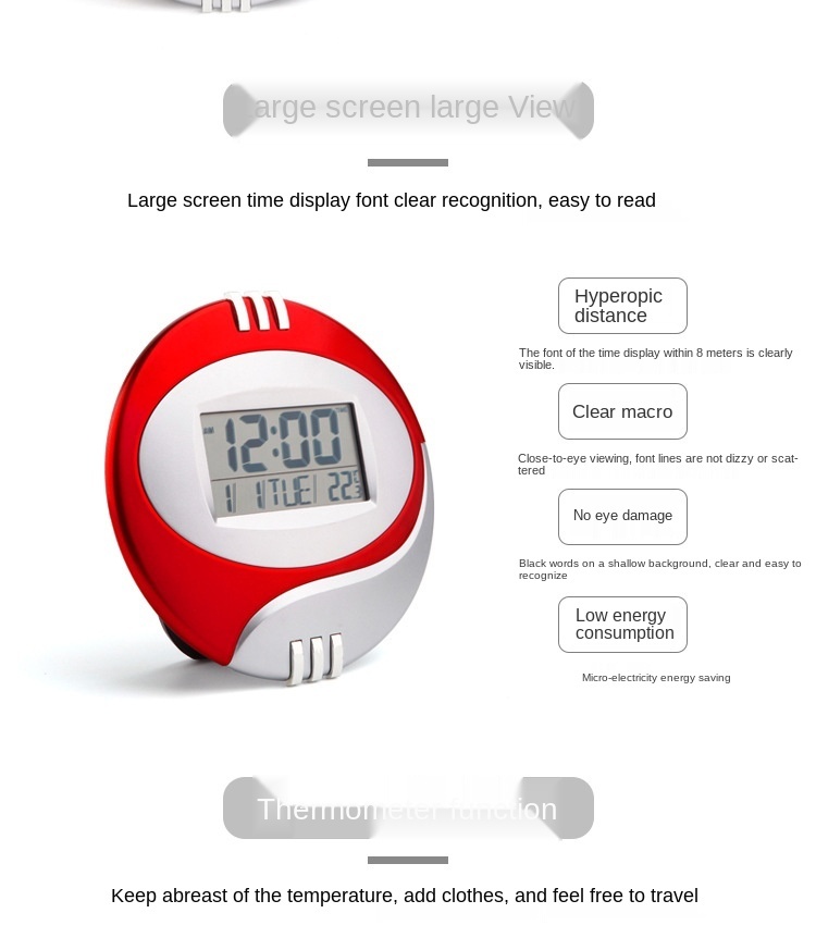 Reloj despertador silencioso, dispositivo electrónico con pantalla Lcd y temperatura