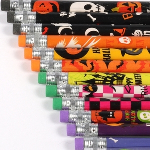Ensemble d'activités promotionnelles sur le thème <span class=keywords><strong>de</strong></span> Halloween Crayon promotionnel effaçable avec pointe en caoutchouc Crayon HB Mine noire pour les jardins d'enfants - Product Image 3
