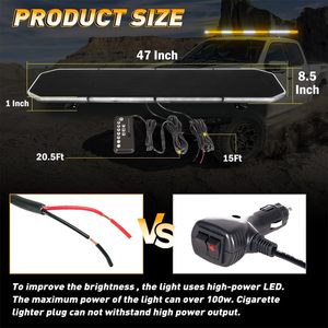 47-inch Tự động chiếu sáng bên ngoài 282 LED cấu hình thấp khẩn cấp mái nhà an ninh hàng đầu nhấp nháy ánh sáng thanh nguy hiểm cảnh báo nhấp nháy - Product Image 5