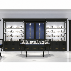 Diseño Interior Moderno en Estilo Negro con Renderizado 3D para Pequeñas Joyerías Comerciales, Diseño de Vitrinas para Tiendas de Joyería - Product Image 1
