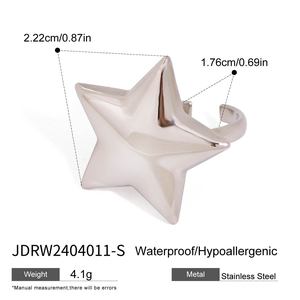 Star Cocktail <b>Ring</b> Stainless Steel Unisex Modern Fashion Jewelry Waterproof Hypoallergenic - Product Image 1