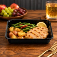 Barquettes alimentaires noires en CPET de 850 ml, jetables, pour déjeuner, en plastique thermoformé, pour sushis, salades et repas – Vente chaude