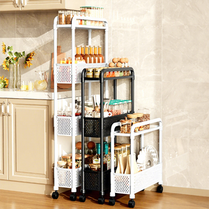 Étagère de rangement d'angle mobile à trois niveaux en plastique, multifonctionnelle, pour la maison, la <span class=keywords><strong>cuisine</strong></span>, les collations - Product Image 4
