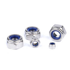 Écrou de blocage hexagonal autobloquant Tengri DIN 985, en acier inoxydable 316, passivé, filetage <span class=keywords><strong>M10</strong></span>, avec insert en nylon bleu et blanc - Product Image 1