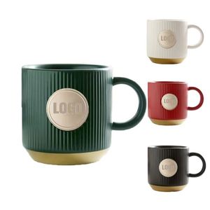 Vente en gros de tasses à café en céramique personnalisées de luxe avec plaque nominative créative, logo en cuivre gravé, publicité promotionnelle - Product Image 1