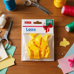 Noeuds en ruban jaune ILAN Lazo 15 mm pour travaux manuels et décorations - Product Image 3