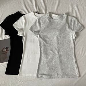 Bm Phong Cách Của Phụ Nữ Mùa Hè Cotton T-Shirts Ngắn Tay Vòng Cổ Rắn Màu In Chặt Chẽ Cơ Sở Lớp Tops Xl Kích Thước Phụ Nữ - Product Image 3