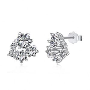 Dylam Simplicity Design S925 <b>Silver</b> Rhodium Plated Hypoallergenic Moissanite Diamond Geometric 5A Zirconia Bridal <b>Stud</b> <b>Earrings</b> - Product Image 1