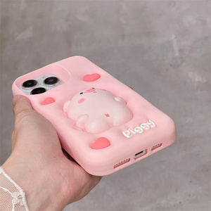 Coque de téléphone en silicone souple 3D en forme de cœur rose de dessin animé, antichoc, ajustement parfait pour 14 13 12 11 Pro Max, charge sans fil <span class=keywords><strong>non</strong></span> compatible - Product Image 6
