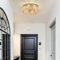 Lustre de plafond LED en acier inoxydable et cristal, tricolore, rectangulaire, pour salon, style allemand