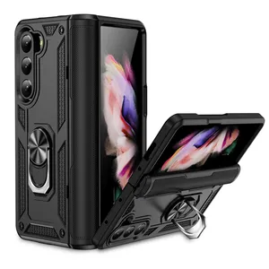 For Samsung Galaxy Z Fold 5 4 3 Kickstand Phone Cases Rugged Armor Design Dual Layers Shockproof Protect Cover With Car Holder