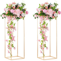 Vase en métal doré, centre de table, support à fleurs avec plaque acrylique pour mariage, fête, événement, présentoir de fleurs, décoration