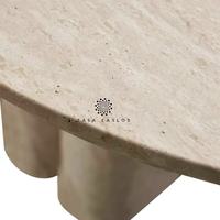 Table à manger en travertin de style Roma, magnifique et personnalisée, avec pieds courbes, pour salon, table basse en marbre, commande sur mesure