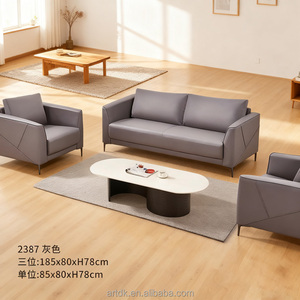 Ensemble de canapés de bureau Z903, canapé 3 places en cuir véritable et table basse pour hall d'hôtel, salle de réunion exécutive, réception d'entreprise - Product Image 4