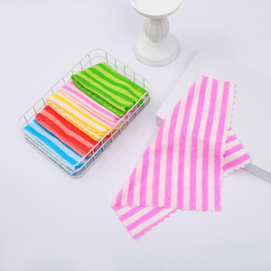 Kitchen Towel Striped Rectangle Highly <b>Absorbent</b> Non Stick Dish <b>Cloth</b> For Kitchen Cleaning Set Of Five Colors - Product Image 1