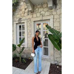 เสื้อครอปผูกเชือกสีดำลายดอกกุหลาบสำหรับผู้หญิง เสื้อกล้ามผู้หญิง - Product Image 6