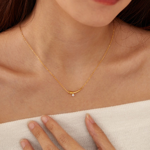 Minimailst cristal <span class=keywords><strong>blanco</strong></span> 18K PVD <span class=keywords><strong>oro</strong></span> collar mujeres señoras joyería mejor amigo collar <span class=keywords><strong>de</strong></span> acero inoxidable extensor <span class=keywords><strong>cadena</strong></span> <span class=keywords><strong>brillante</strong></span> - Product Image 2