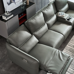 Sillón Reclinable Funcional de Cuero con Almacenamiento, Portavasos y Carga USB, Personalizable para el Hogar - Product Image 1