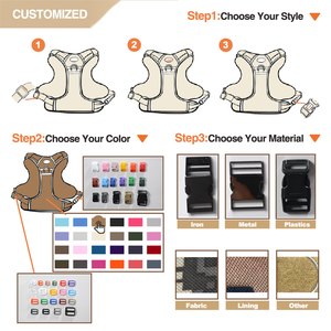 Nefes yansıtıcı sandviç örgü + Metal halka hiçbir çekme köpek yelek koşum tasma seti ayarlanabilir yumuşak yastıklı evcil hayvan yeleği katı toka - Product Image 5