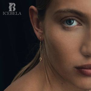 Anting-anting menjuntai mode perhiasan halus anting-anting mewah menjuntai rantai perak murni 925 lapis emas 18k untuk anak perempuan - Product Image 4