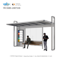 Abris d'autobus en bordure de route de ville avec caissons lumineux Installation facile Cadre en aluminium en acier Abris d'autobus créatif carré