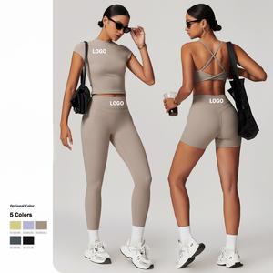 Abbigliamento da Palestra per <span class=keywords><strong>Donna</strong></span>, <span class=keywords><strong>Pantaloni</strong></span> Yoga a Compressione Morbida e Top Leggeri, Set <span class=keywords><strong>Sportivi</strong></span> Elasticizzati - Product Image 2