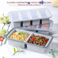 Boîte à lunch en silicone à compartiments multiples, conservation de la fraîcheur et chauffage au micro-ondes, conception étanche pour adultes, stockage au réfrigérateur