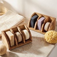 Support en bois rustique pour barres de shampoing, avec 3 fentes, plateau de rangement en bois massif pour savons écologiques de salle de bain