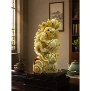 Statue en cristal de jaspe océanique caméléon sculptée, symbole du lotus, pour l'équilibre et l'abondance, décoration intérieure, cadeau, poids 1220 g - Product Image 3