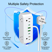 Câble de rallonge de multiprise USA avec 6 prises américaines CA 2 USB et 2 adaptateurs de voyage Type-C pour hôpitaux et bureaux
