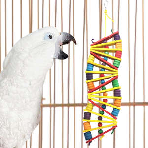 Blocs de bois multicolores Balançoire suspendue debout Nouvel oiseau Grand perroquet Oiseau en papier Jouet à mâcher Perroquets <span class=keywords><strong>Cage</strong></span> Jouet à mordre - Product Image 4