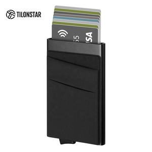 TILONSTAR TVC104, billetera de bloqueo RFID negra a la moda para hombre, más bolsillo adicional, tarjetero emergente automático - Product Image 6