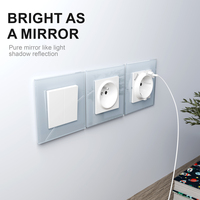 Panneau en verre trempé standard de l'UE de vente chaude blanc noir gris couleur or prise électrique prise murale française