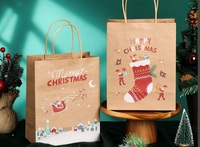 Sac à provisions en papier kraft personnalisé pour Noël Emballage artisanal de cadeaux Sacs à poignée torsadée en papier avec logo pour le festival de Noël