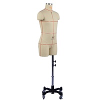 Mannequin Homme en Fibre de Verre, Torse sur Pied, Demi-Corps, Forme de Robe Pliable avec Épaules et Bras Amovibles pour Couture et Présentation
