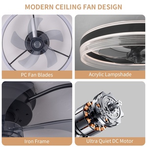 Modern Home LED AC Motor Ceiling Fan with <b>Light</b> 5 Blades & <b>Remote</b> <b>Control</b> <b>Switch</b> Acrylic Lamp Body for Bedroom Living Room Decor - Product Image 3