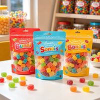 Sachet d'emballage personnalisé pour bonbons gélifiés, pochette à collation avec fenêtre transparente, refermable, souple, à fermeture éclair, autoportante