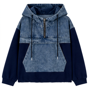 Hoodie en jean pour homme de qualité supérieure avec poche kangourou - Product Image 1