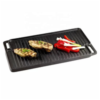 Pré assaisonné camping en plein air rectangle fonte réversible double face gril pan bbq plaque chauffante