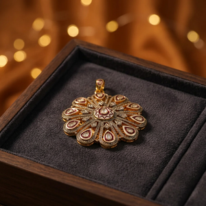 Women's Floral Diamond Pendant <b>Necklace</b> with Yellow Gold Finish Gift Product - Product Image 3