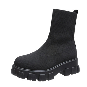 Botines de Punto de Moda Invierno 2026 para Mujer, Botines Elásticos Transpirables con <span class=keywords><strong>Plataforma</strong></span> y Suela Gruesa, Zapatos Casuales para Caminar - Product Image 2