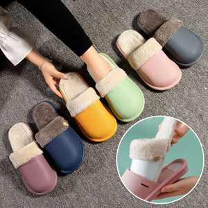 Accogliente casa interna per tutte le stagioni per pantofole leggera calda bottone in pelliccia di EVA con pile integrato lavabile separatamente per coppie - Product Image 1