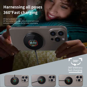 Nouveauté 2026 : Chargeur <span class=keywords><strong>sans</strong></span> <span class=keywords><strong>fil</strong></span> magnétique 10W en cuivre pur avec grand écran couleur C50 pour téléphones (affichage de la puissance et de la température) - Product Image 4