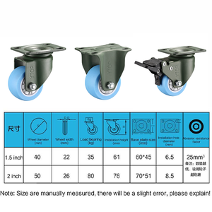 YTOP Manganês Aço 2 polegadas Medium-duty Poliuretano TPU Rodízios De Borracha Giratória Móveis Rodízio Roda Freio 100kg Capacidade de Carga - Product Image 3