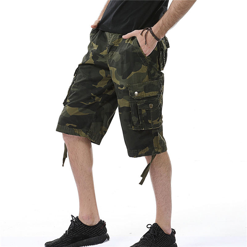 Shop Men's Summer Cotton Shorts with Camouflage Pockets