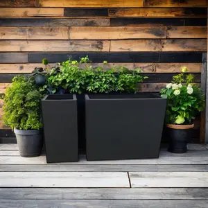 Hiện đại màu đen hình chữ nhật planter kim loại thép planter hộp hình chữ nhật plante